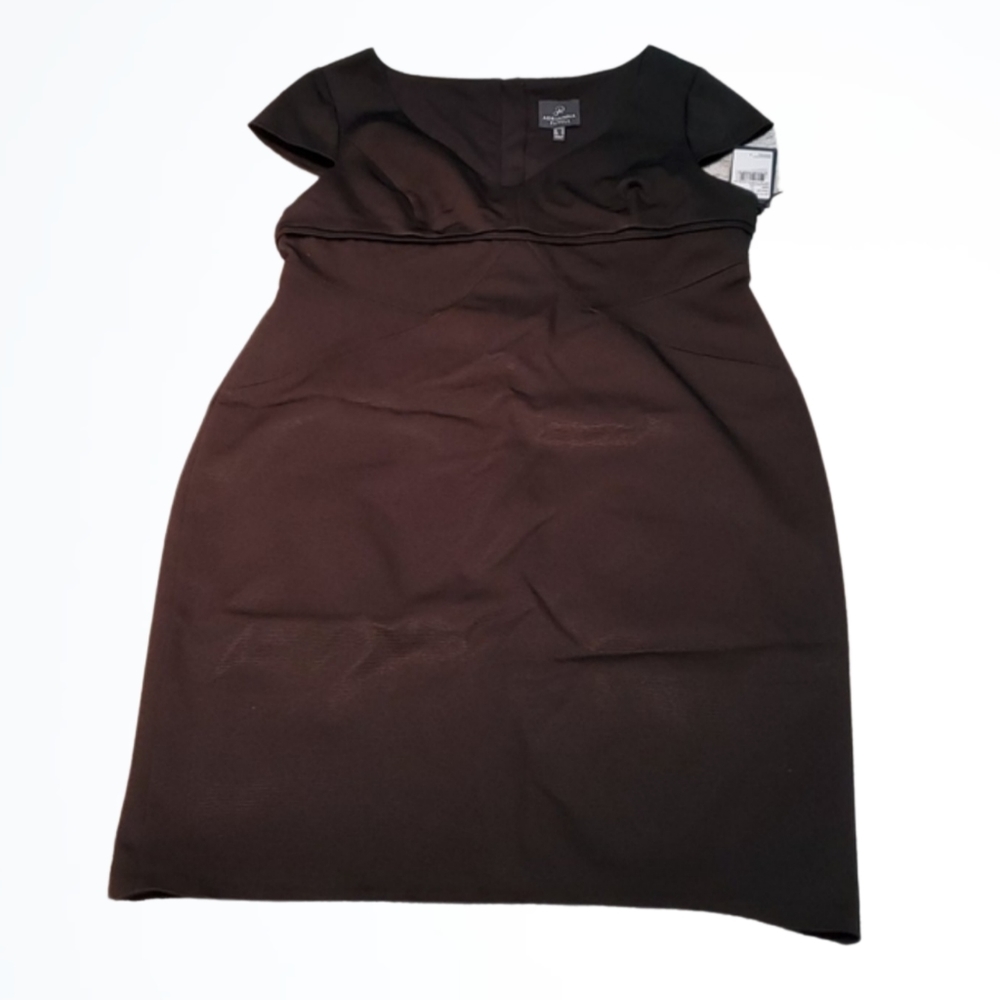 Adrianna Papell Black Cap Sleeve Stretch Ottoman Dress Size 14 New With Tags